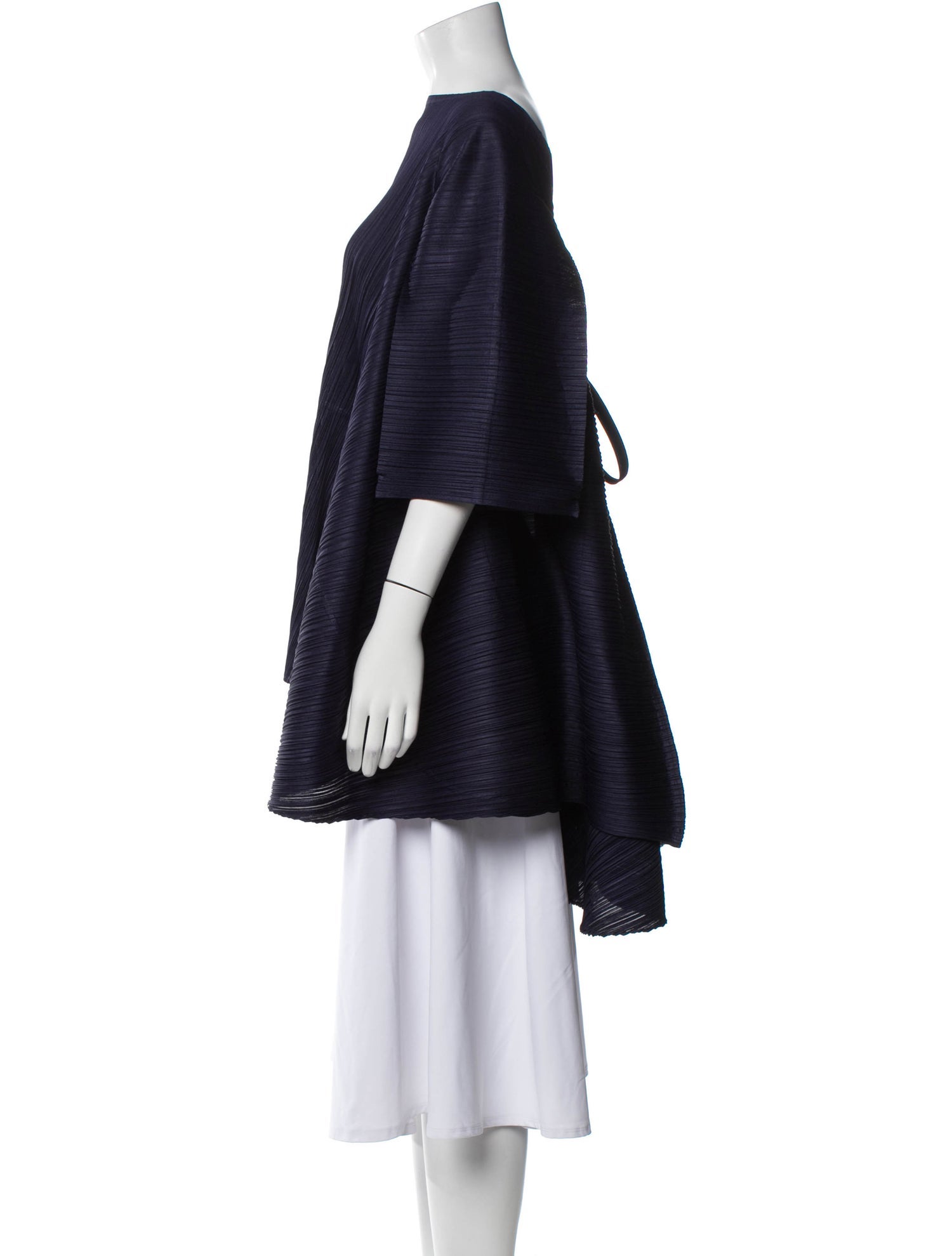 Pleats Please Issey Miyake Bateau Neckline Three-Quarter Sleeve Tunic