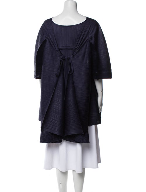 Pleats Please Issey Miyake Bateau Neckline Three-Quarter Sleeve Tunic