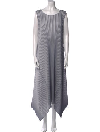 Pleats Please Issey Miyake Striped Midi Length Dress