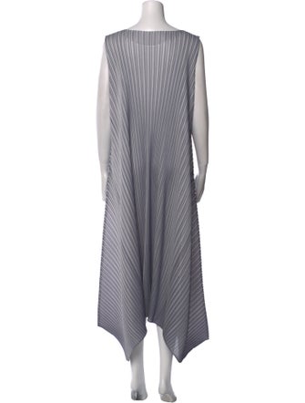 Pleats Please Issey Miyake Striped Midi Length Dress