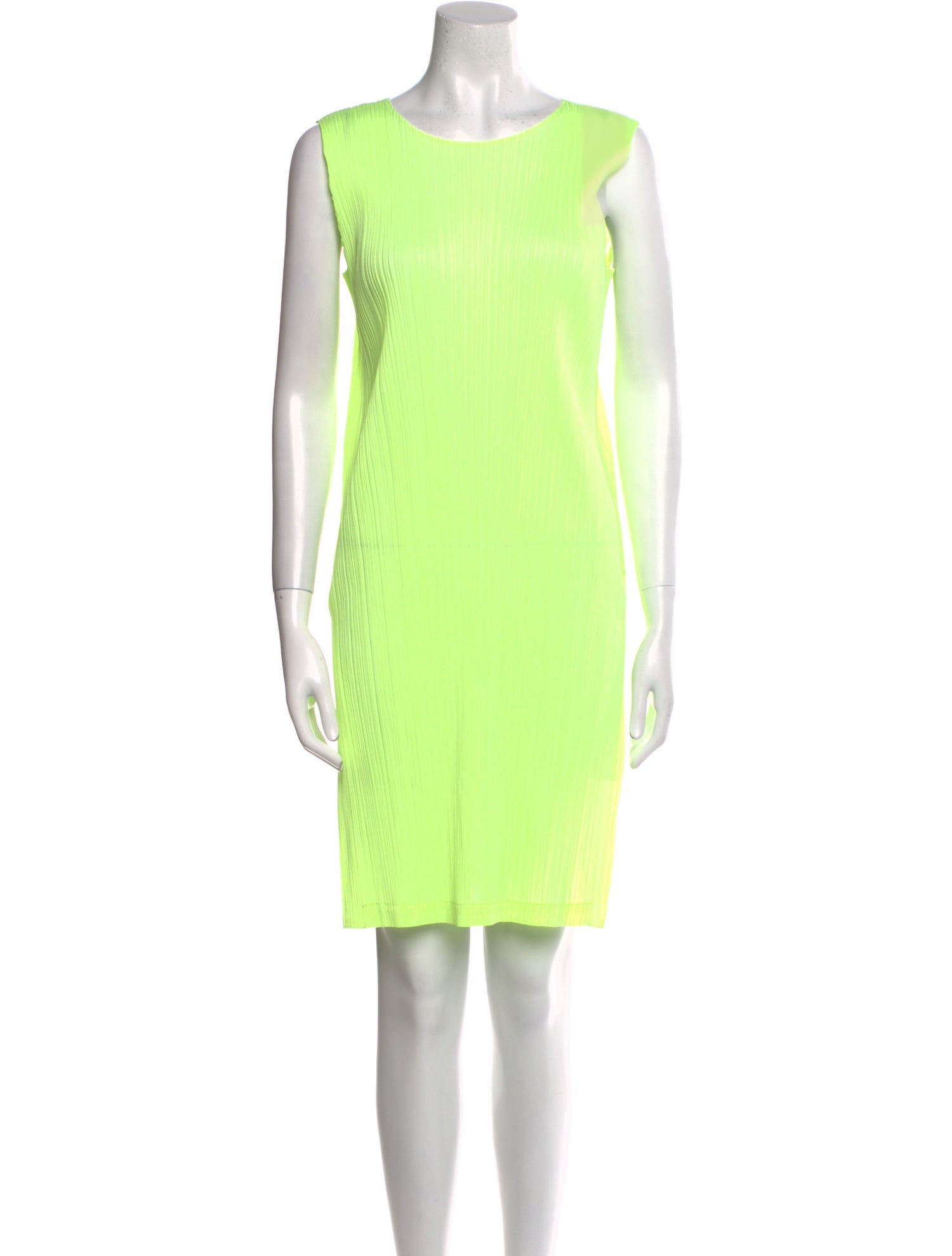 Pleats Please Issey Miyake Bateau Neckline Mini Dress