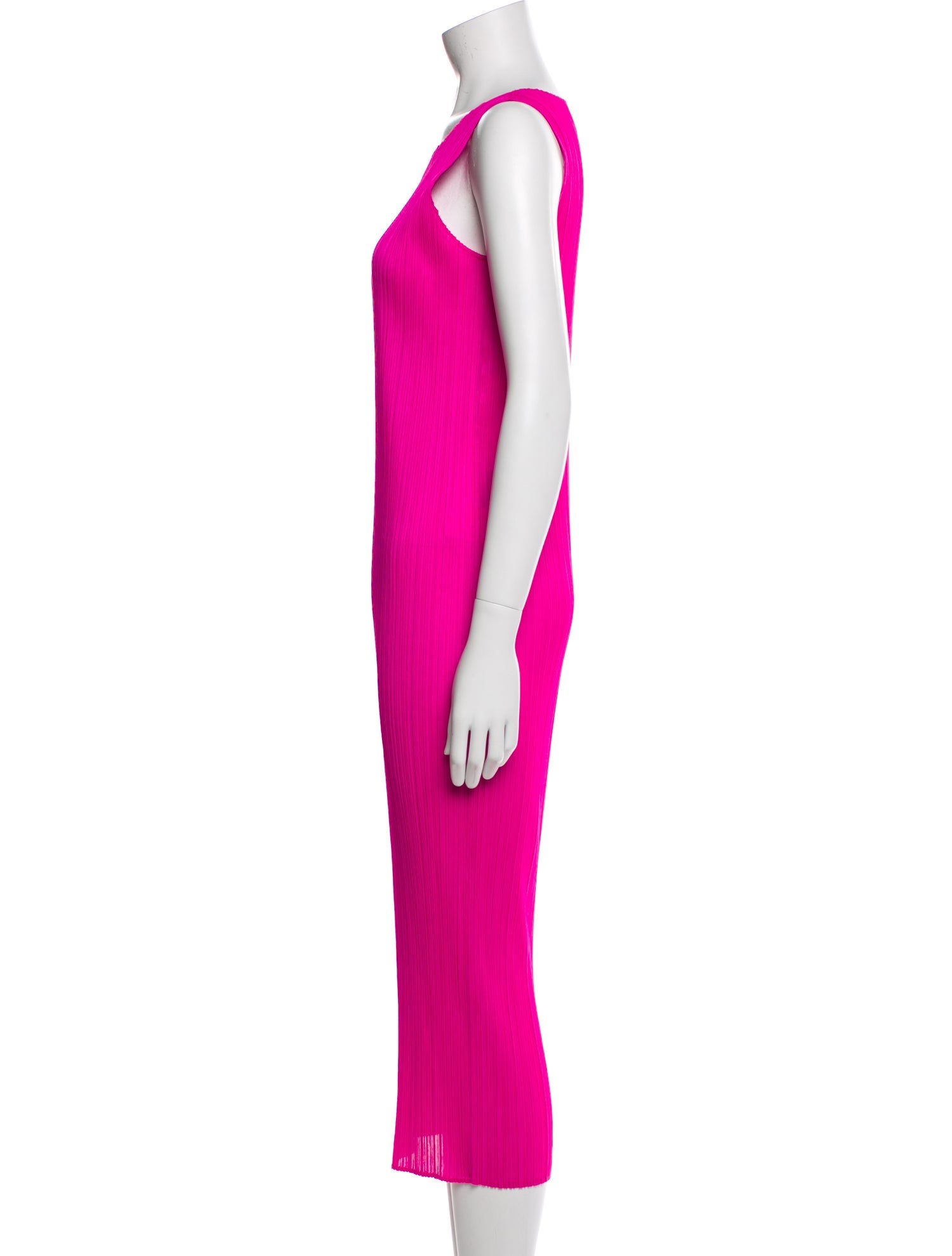 Pleats Please Issey Miyake Scoop Neck Long Dress