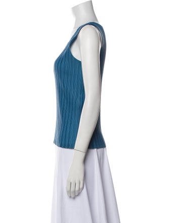 Pleats Please Issey Miyake Scoop Neck Sleeveless Top