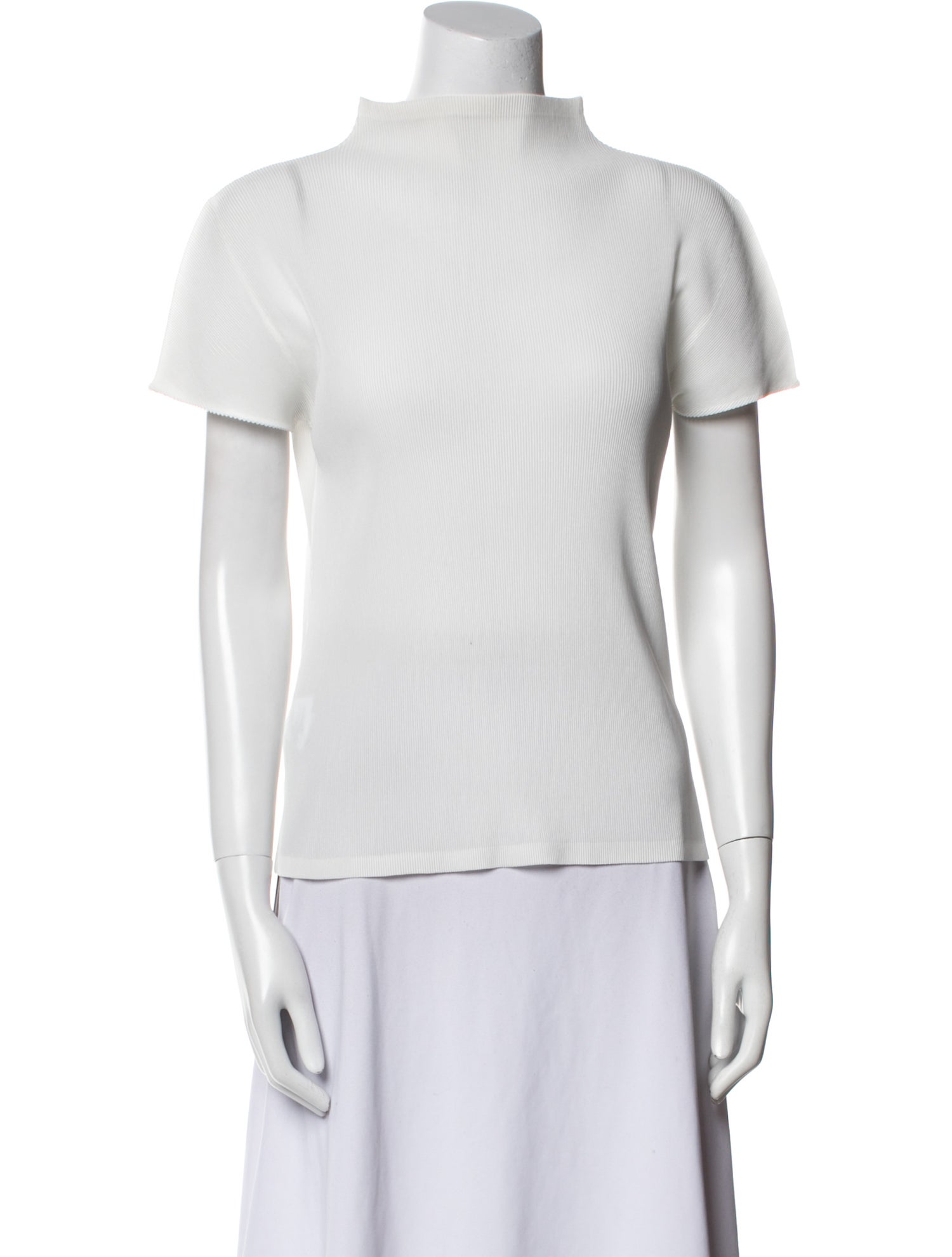 Pleats Please Issey Miyake Mock Neck Short Sleeve Top