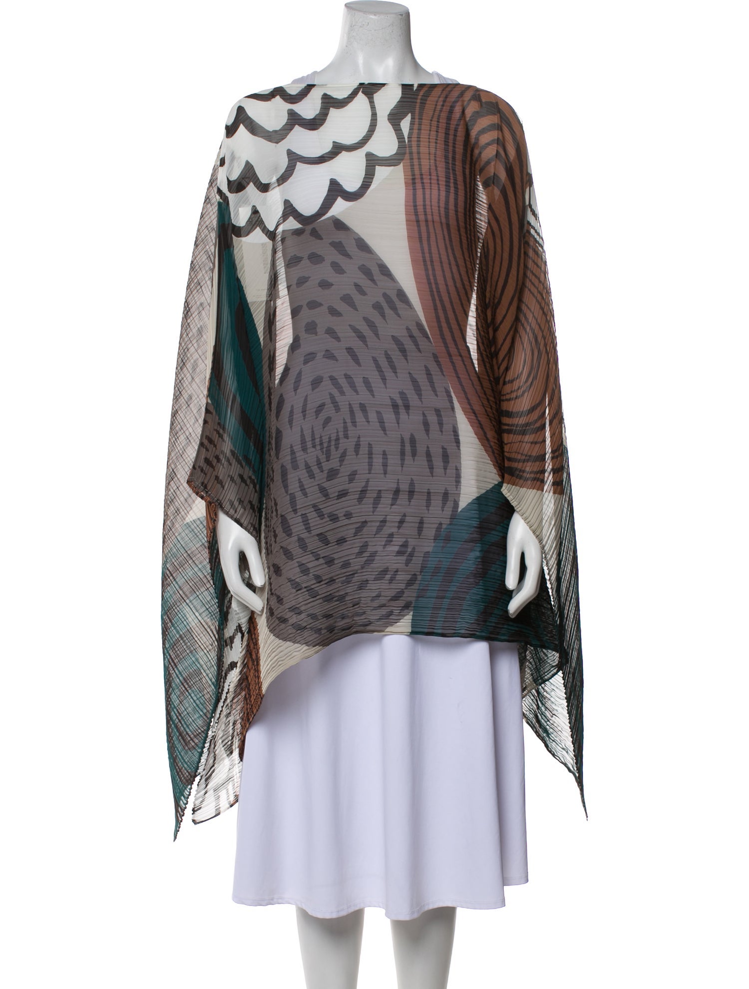 Pleats Please Issey Miyake Printed Bateau Neckline Sweater