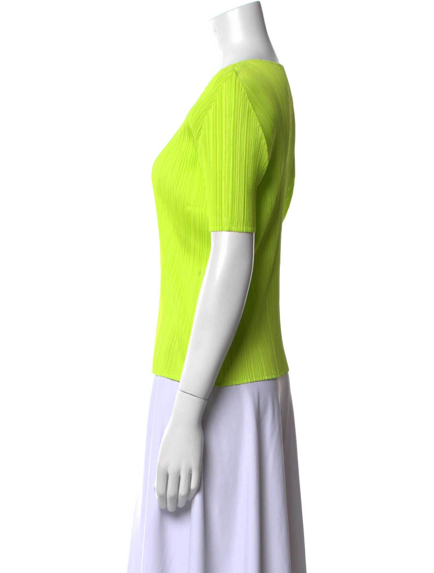 Pleats Please Issey Miyake Scoop Neck Short Sleeve Top
