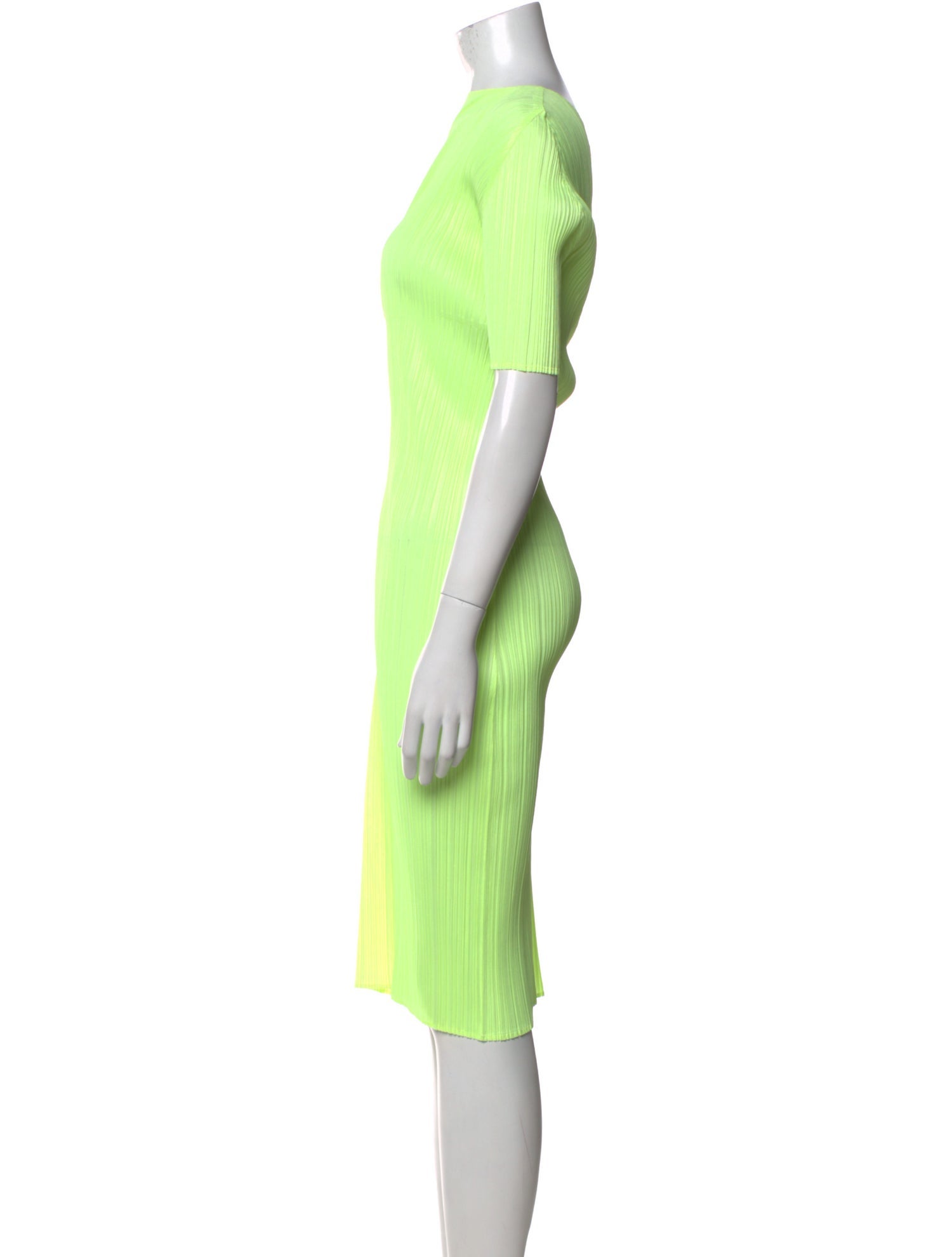 Pleats Please Issey Miyake Bateau Neckline Midi Length Dress