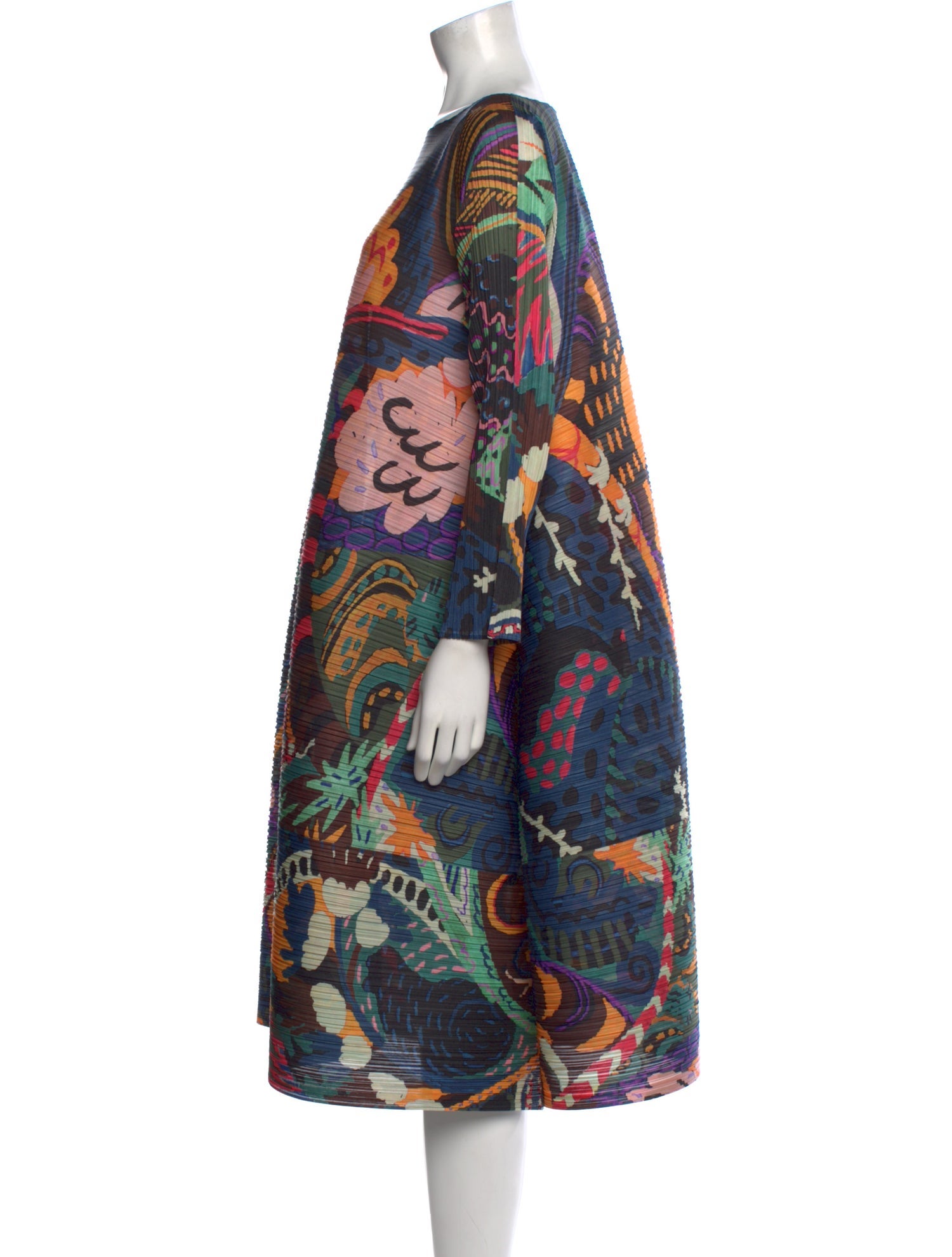 Pleats Please Issey Miyake Printed Bateau Neckline Tunic
