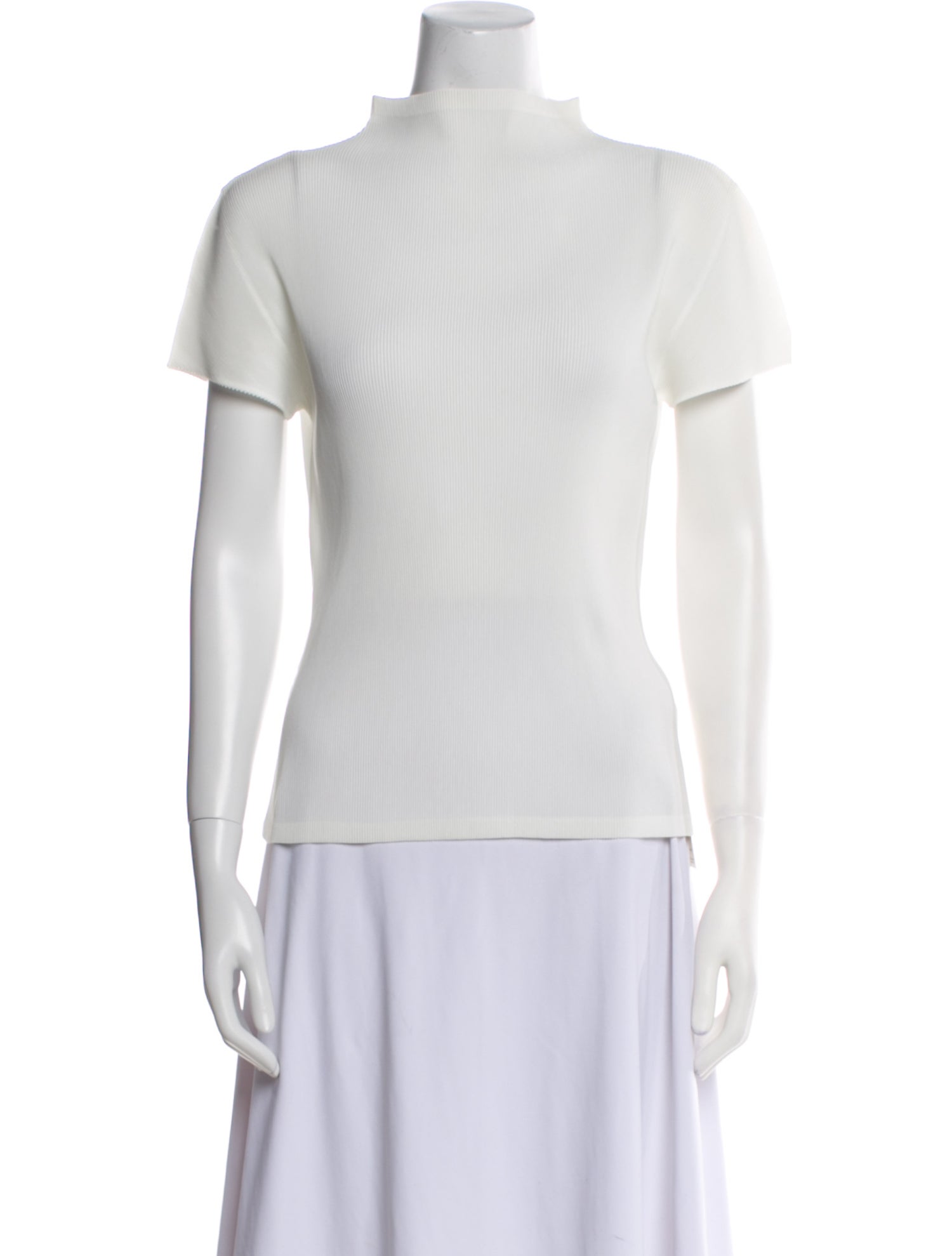 Pleats Please Issey Miyake Mock Neck Short Sleeve Top