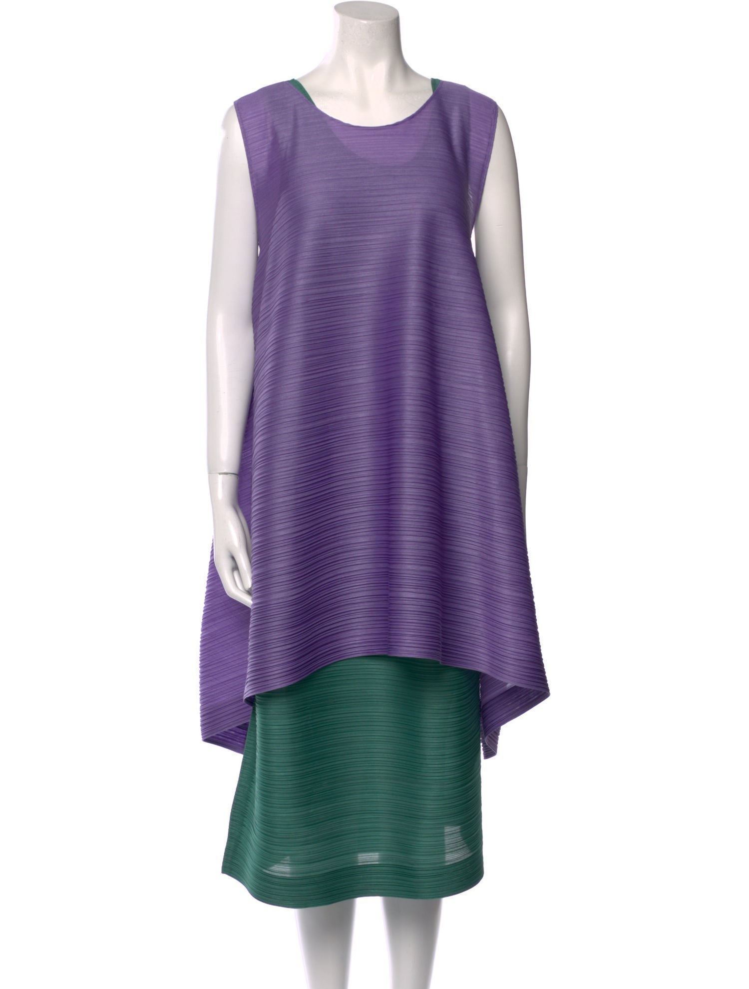 Pleats Please Issey Miyake Scoop Neck Mini Dress