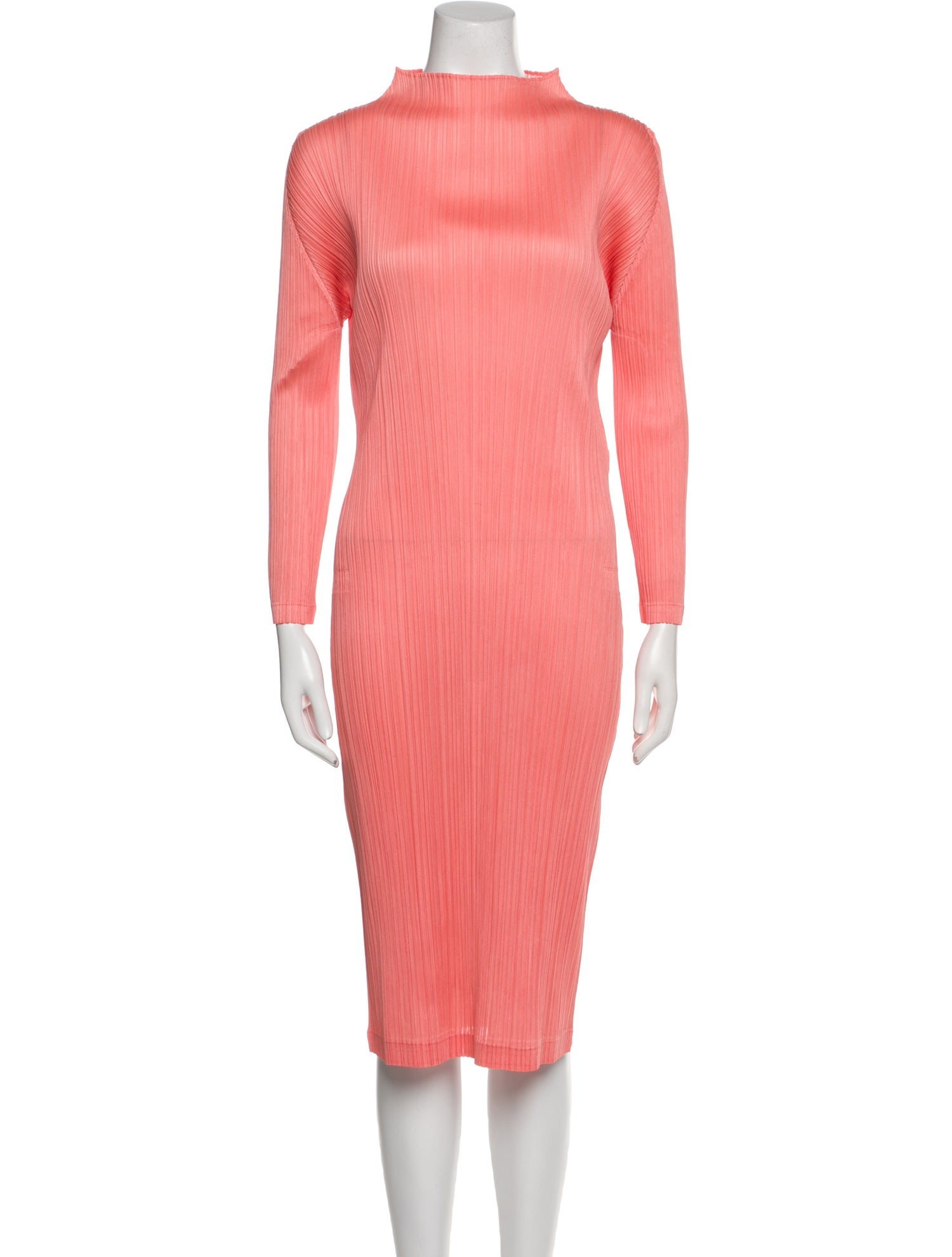 Pleats Please Issey Miyake Mock Neck Midi Length Dress