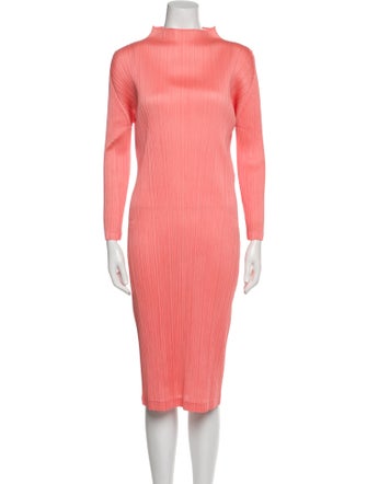 Pleats Please Issey Miyake Mock Neck Midi Length Dress
