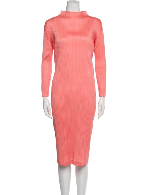 Pleats Please Issey Miyake Mock Neck Midi Length Dress