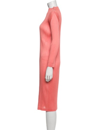 Pleats Please Issey Miyake Mock Neck Midi Length Dress