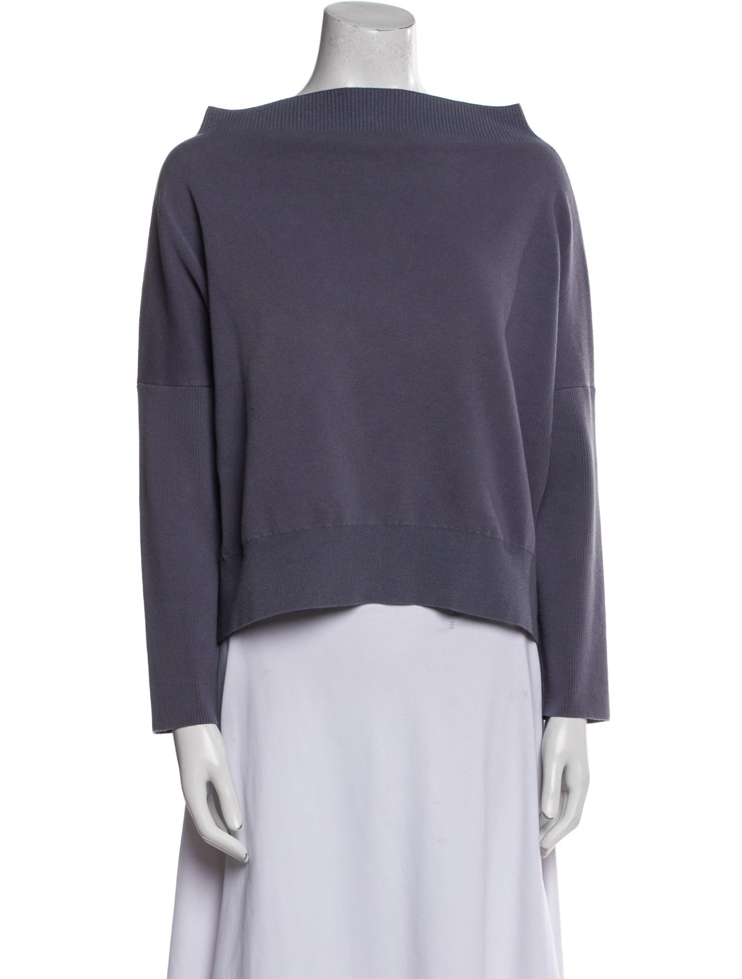 Pleats Please Issey Miyake Bateau Neckline Long Sleeve Top