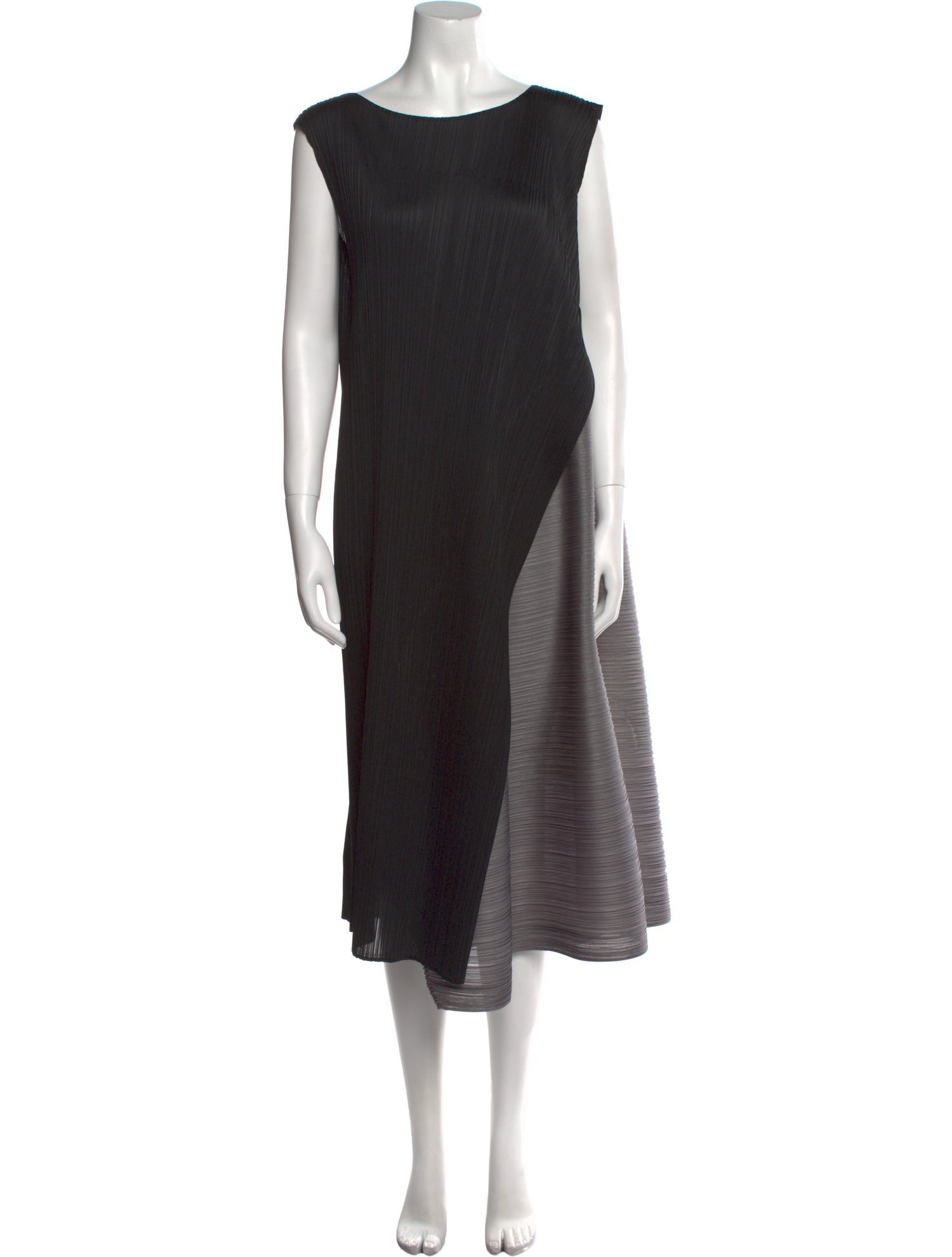 Pleats Please Issey Miyake Bateau Neckline Long Dress