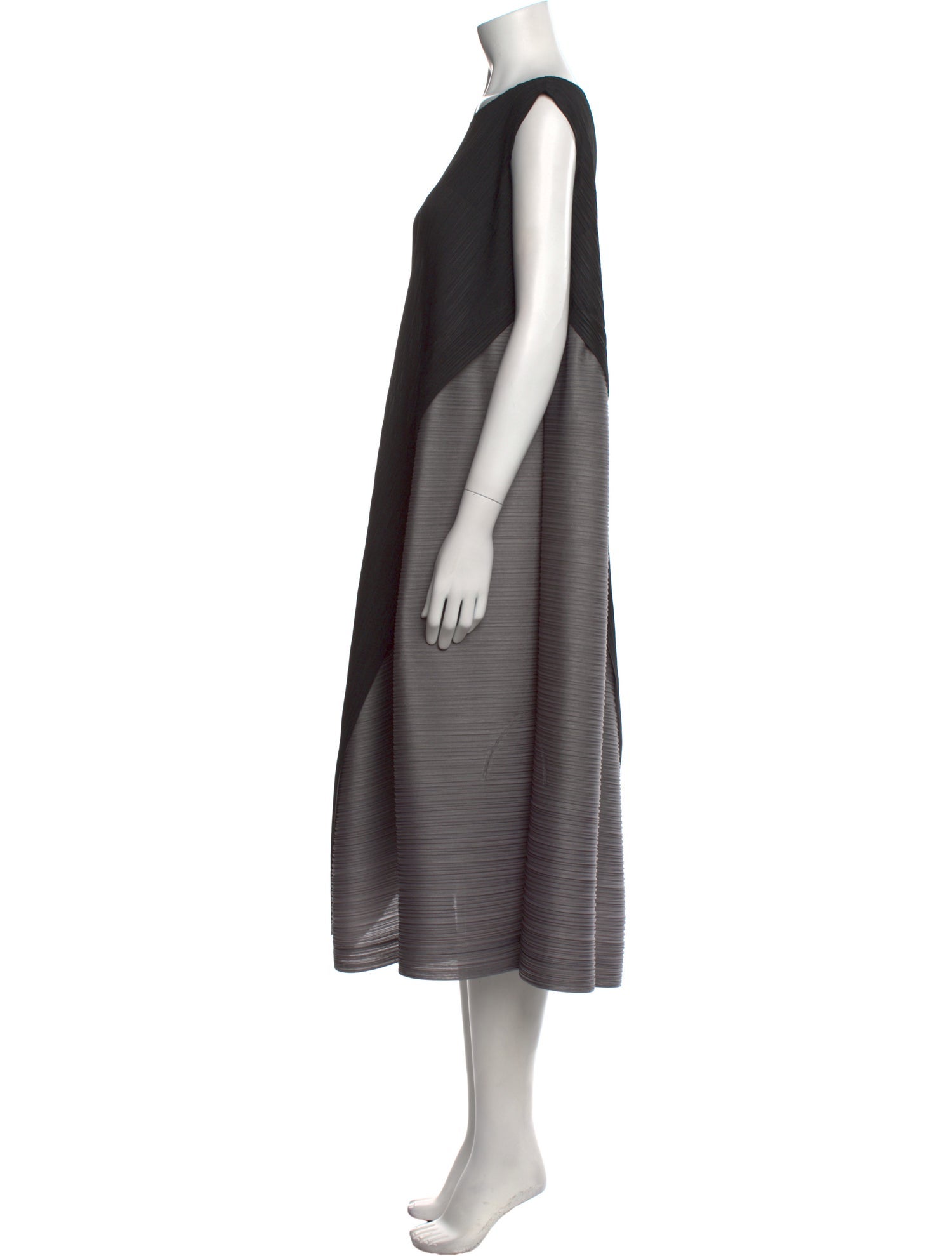 Pleats Please Issey Miyake Bateau Neckline Long Dress