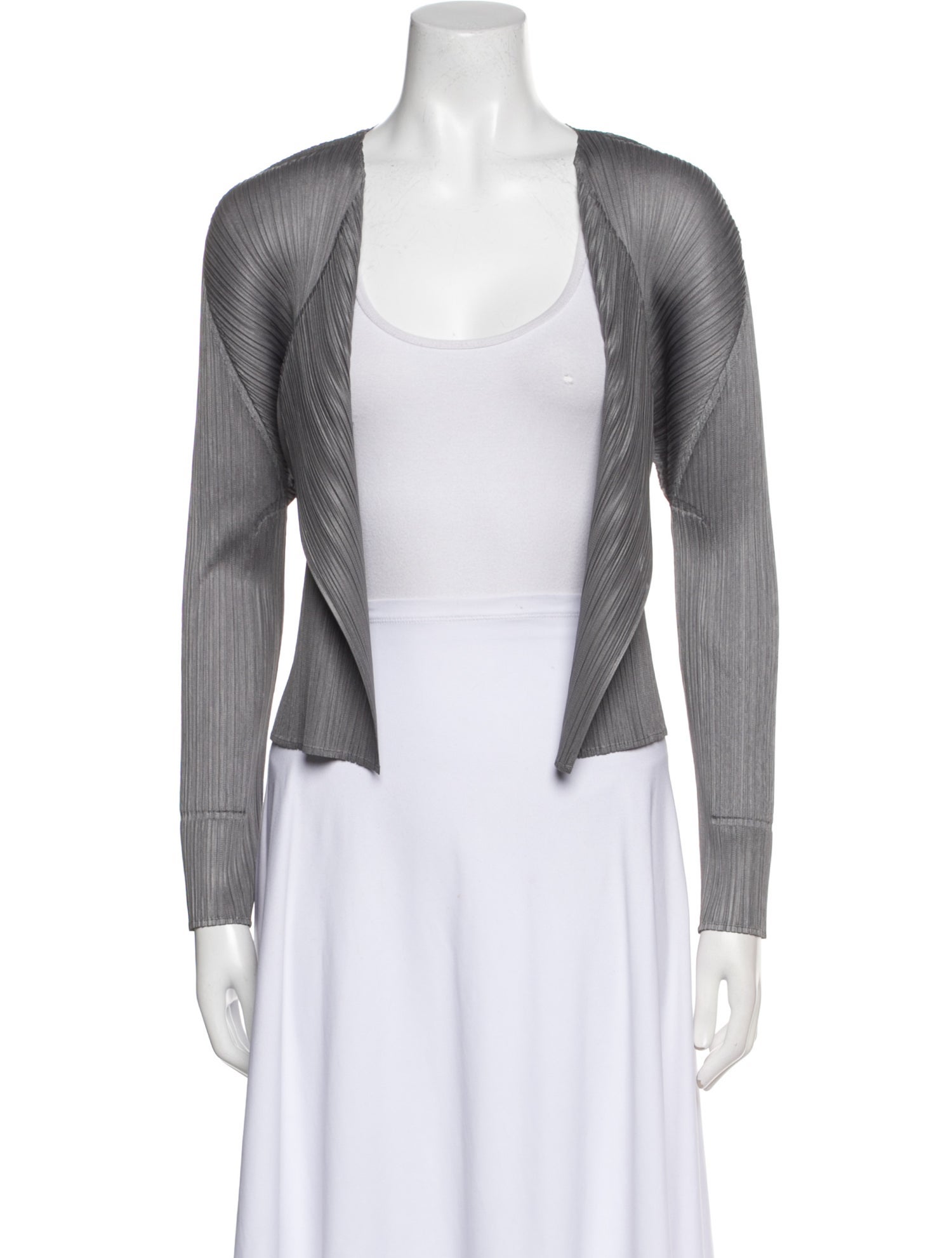 Pleats Please Issey Miyake Scoop Neck Long Sleeve Crop Top