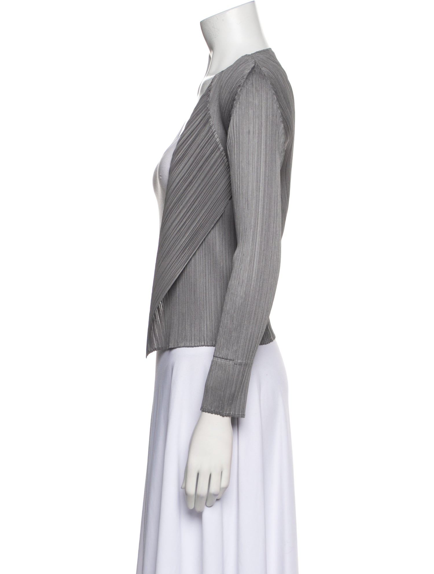 Pleats Please Issey Miyake Scoop Neck Long Sleeve Crop Top