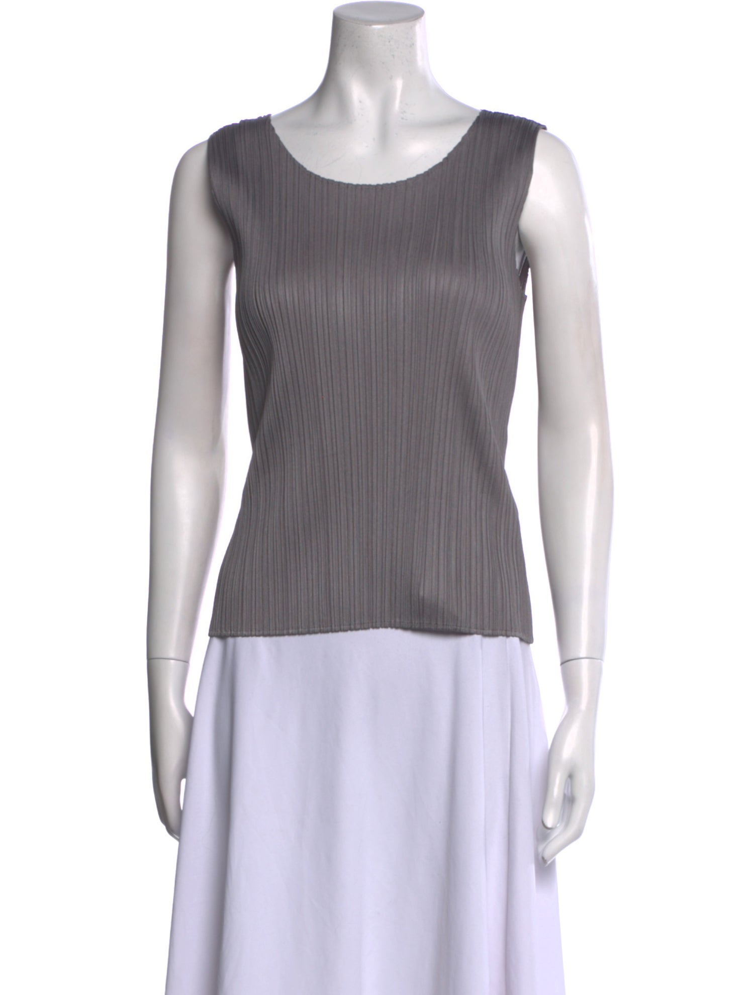 Pleats Please Issey Miyake Scoop Neck Sleeveless Top