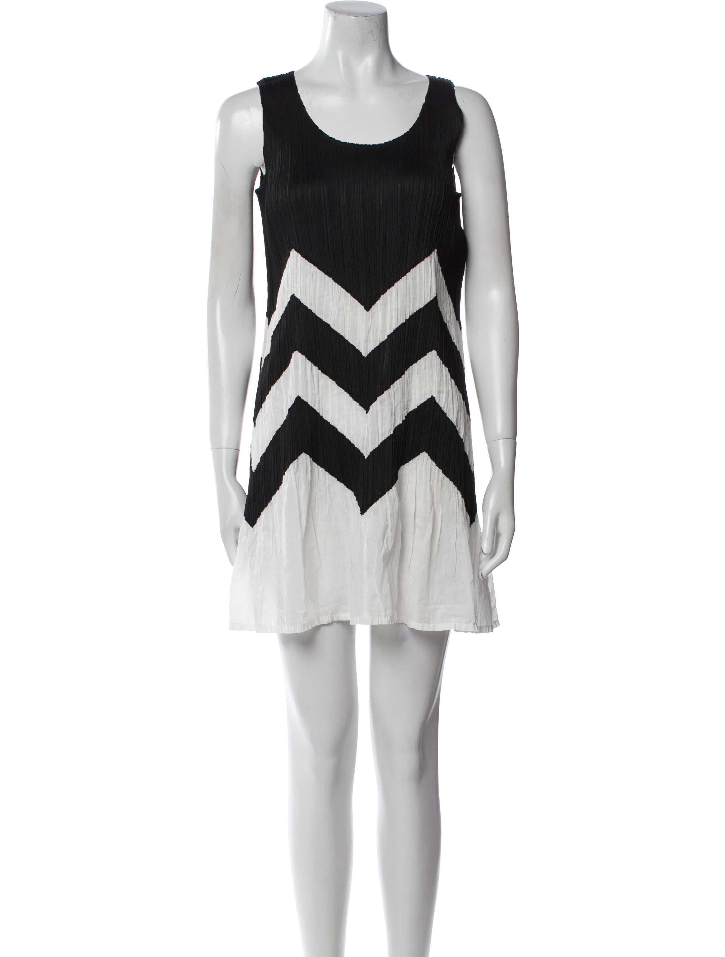 Pleats Please Issey Miyake Striped Mini Dress