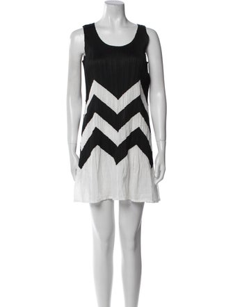 Pleats Please Issey Miyake Striped Mini Dress