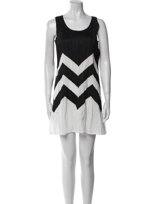 Pleats Please Issey Miyake Striped Mini Dress