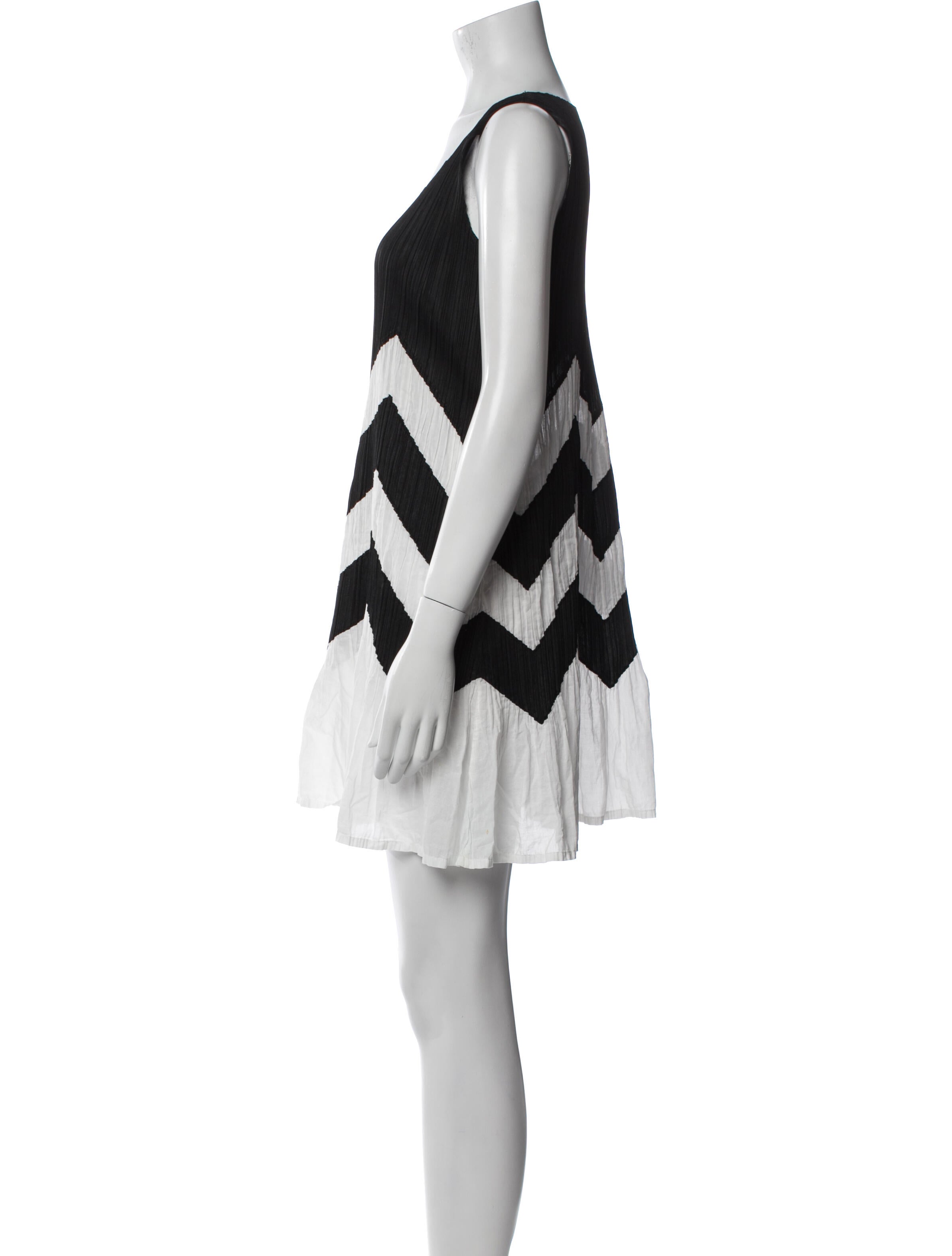 Pleats Please Issey Miyake Striped Mini Dress