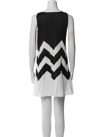 Pleats Please Issey Miyake Striped Mini Dress