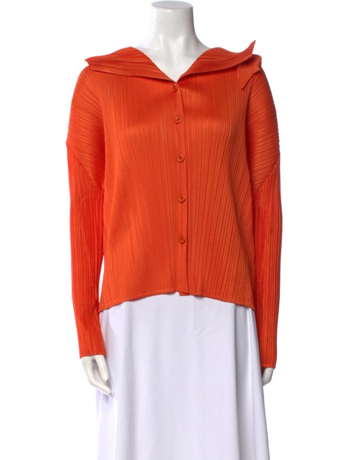Pleats Please Issey Miyake 2017 Long Sleeve Button-Up Top
