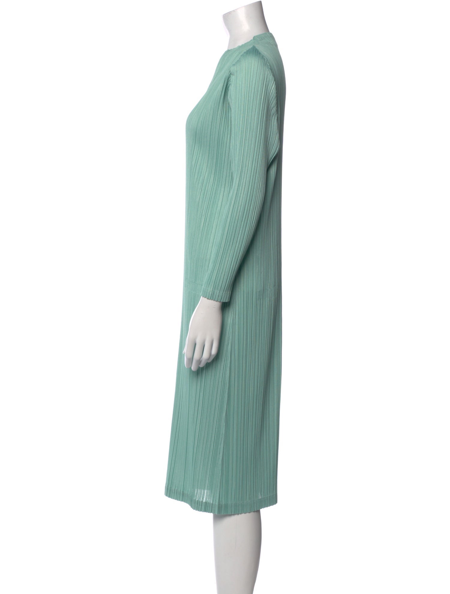 Pleats Please Issey Miyake V-Neck Midi Length Dress