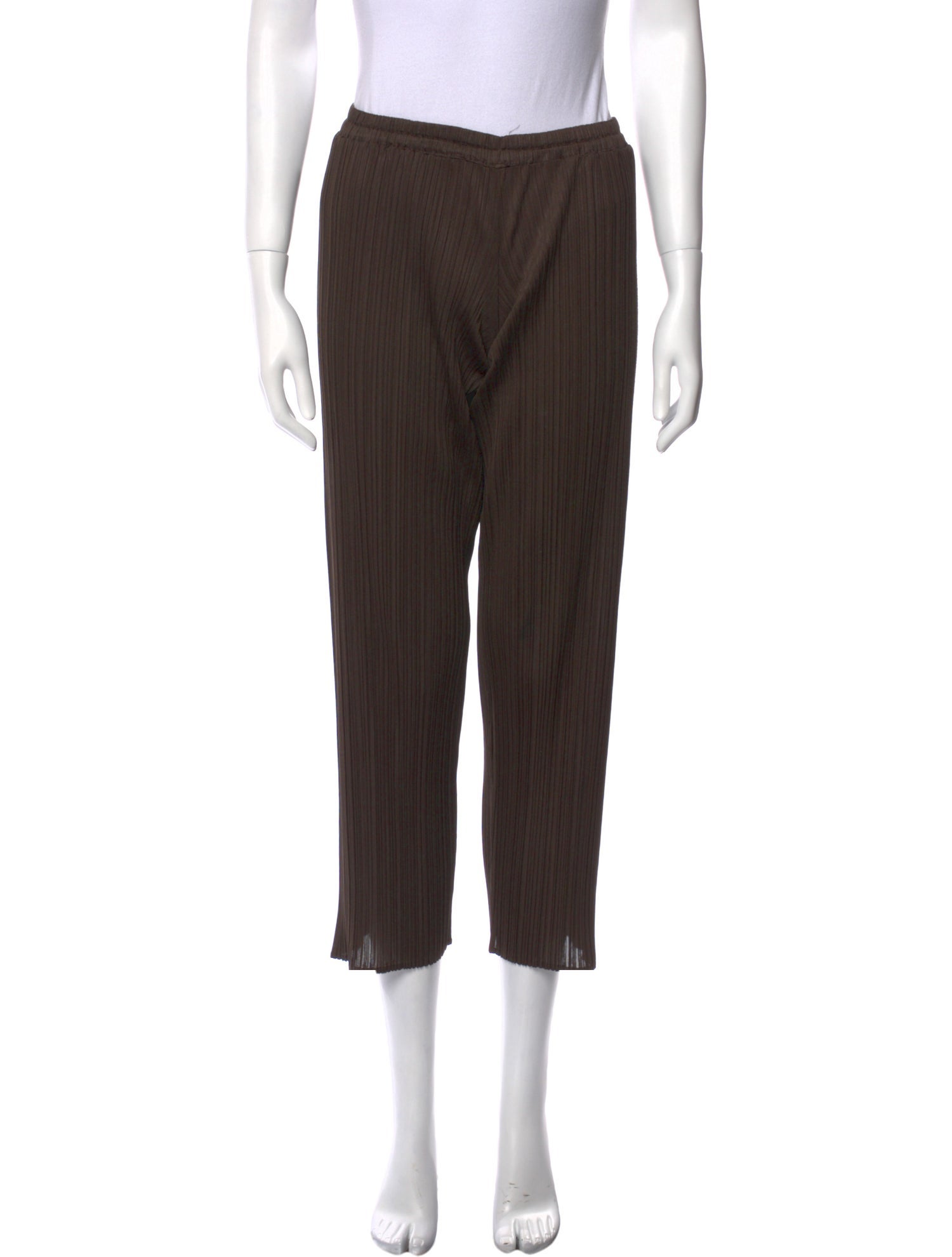 Pleats Please Issey Miyake Striped Straight Leg Pants