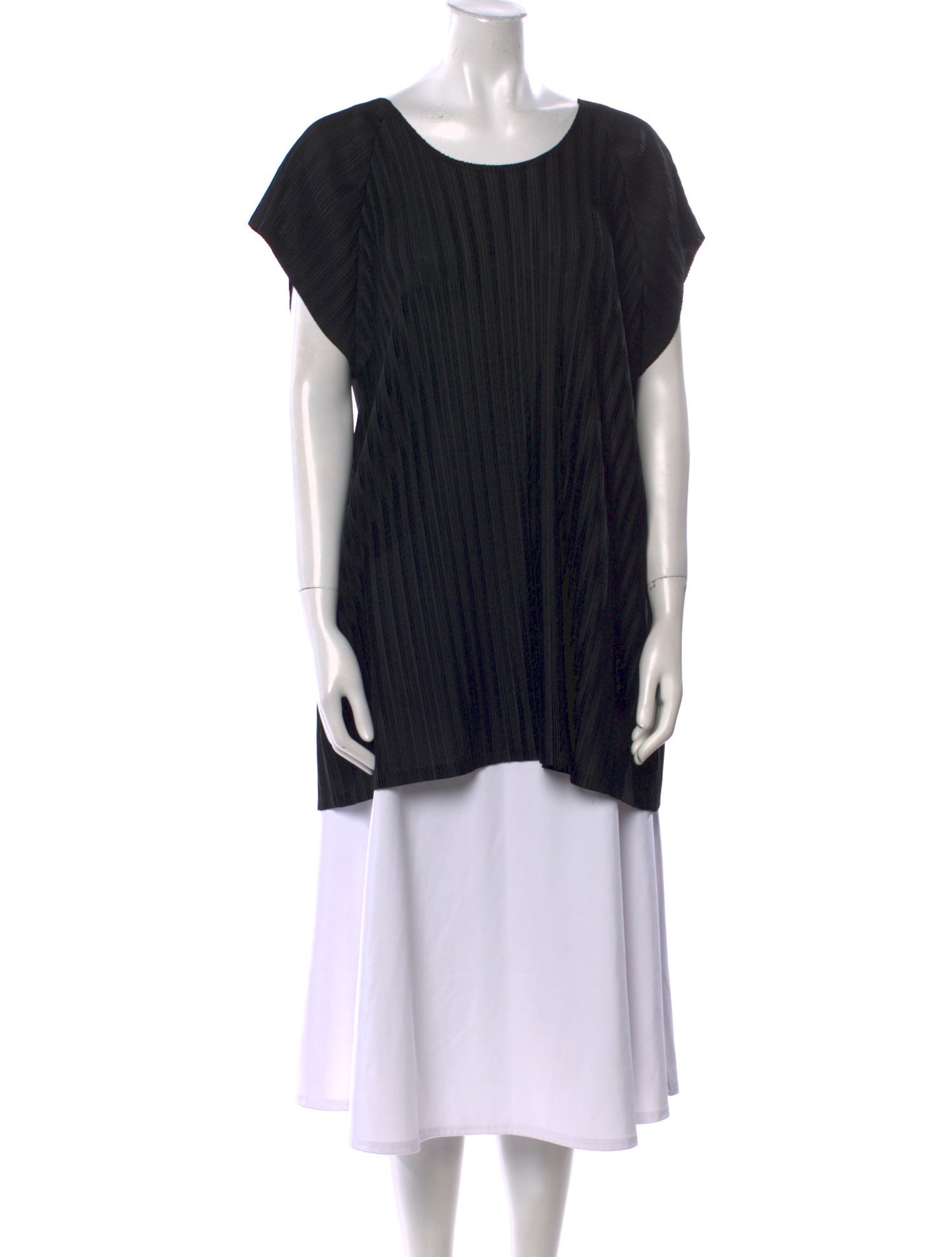 Pleats Please Issey Miyake Scoop Neck Short Sleeve Tunic