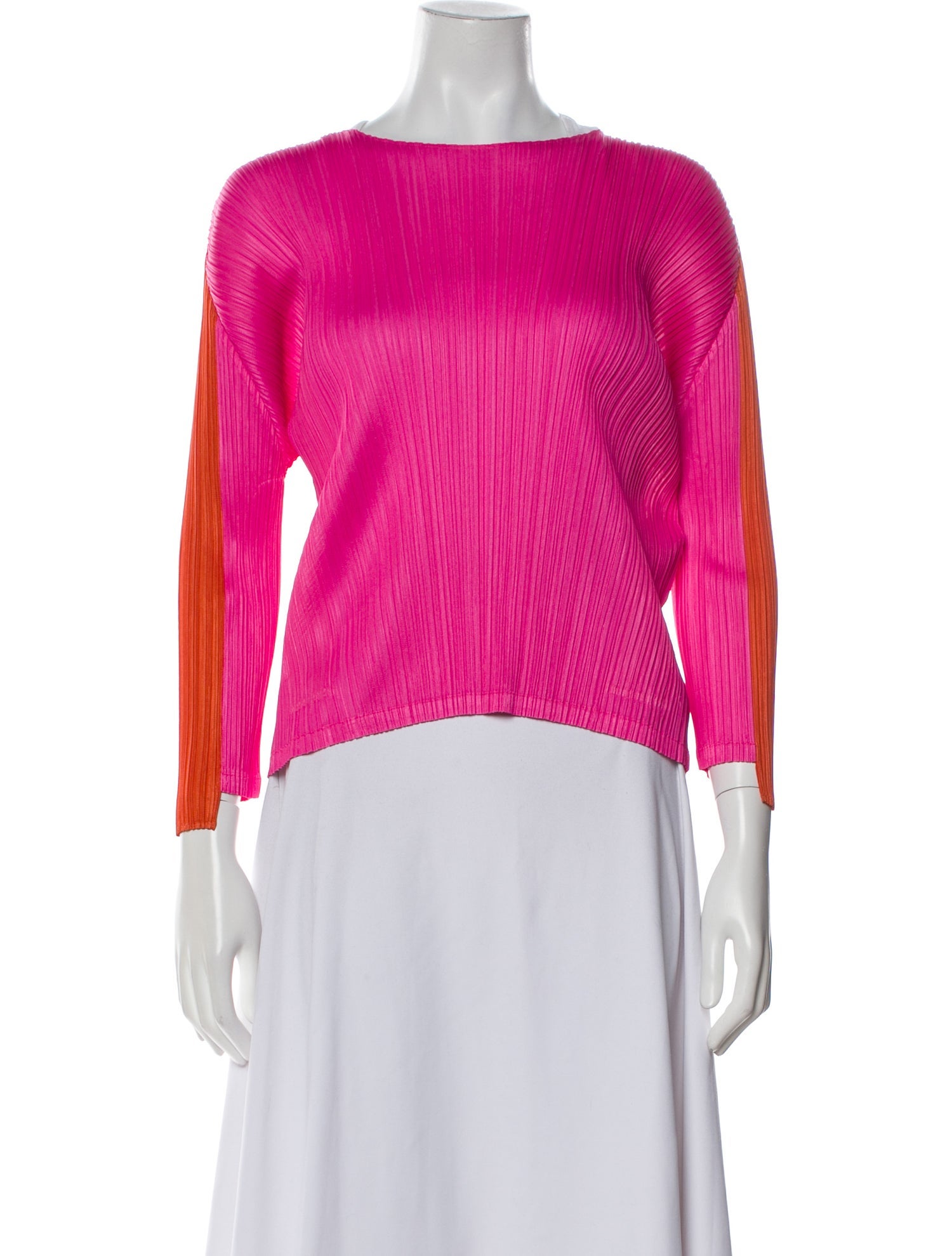 Pleats Please Issey Miyake Bateau Neckline Three-Quarter Sleeve Top w/ Tags