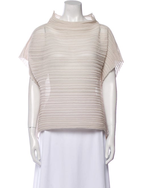 Pleats Please Issey Miyake Cowl Neck Short Sleeve Top