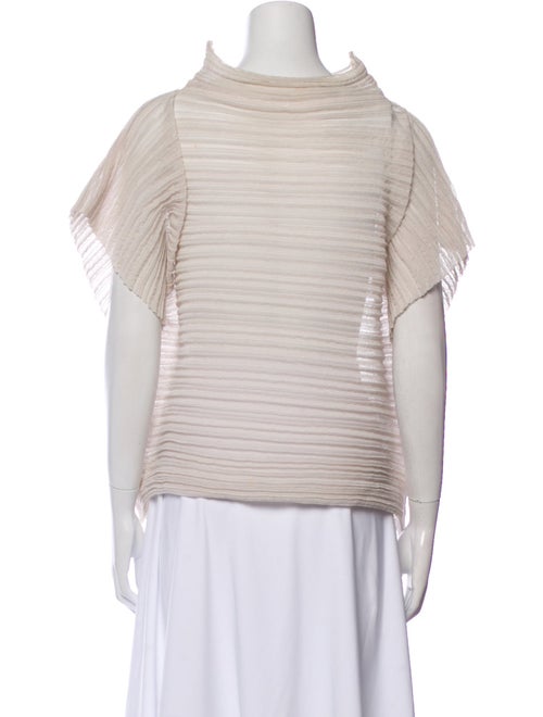 Pleats Please Issey Miyake Cowl Neck Short Sleeve Top