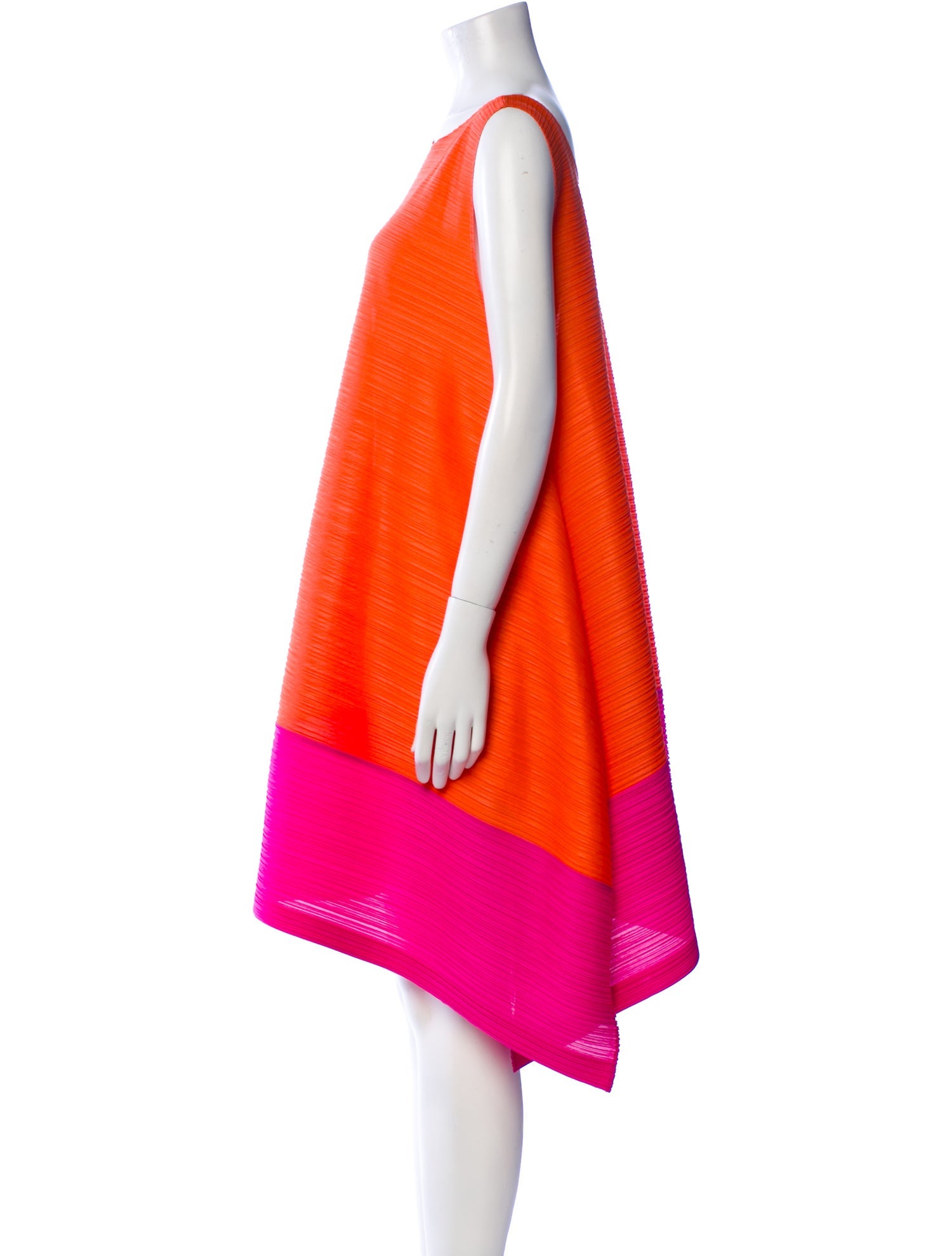 Pleats Please Issey Miyake Colorblock Pattern Mini Dress