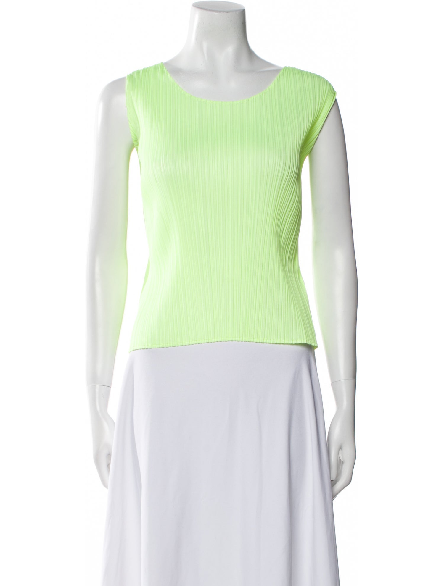 Pleats Please Issey Miyake Scoop Neck Sleeveless Top