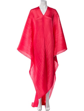 Pleats Please Issey Miyake V-Neck Long Dress