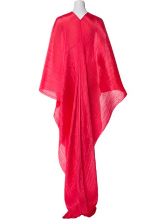 Pleats Please Issey Miyake V-Neck Long Dress