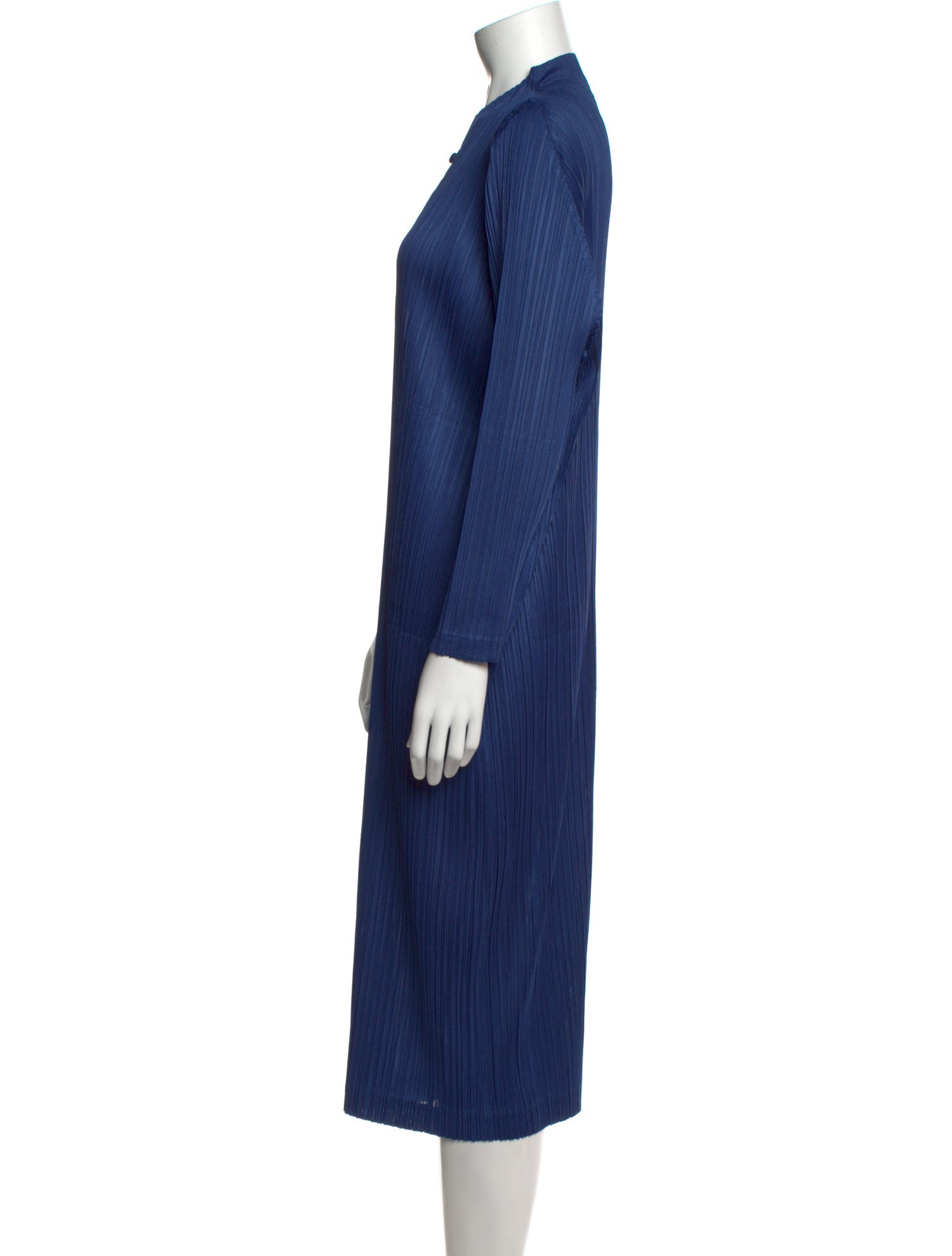 Pleats Please Issey Miyake V-Neck Midi Length Dress