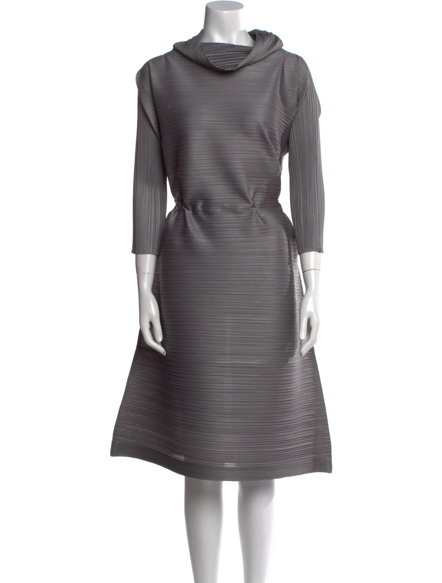 Pleats Please Issey Miyake Cowl Neck Midi Length Dress