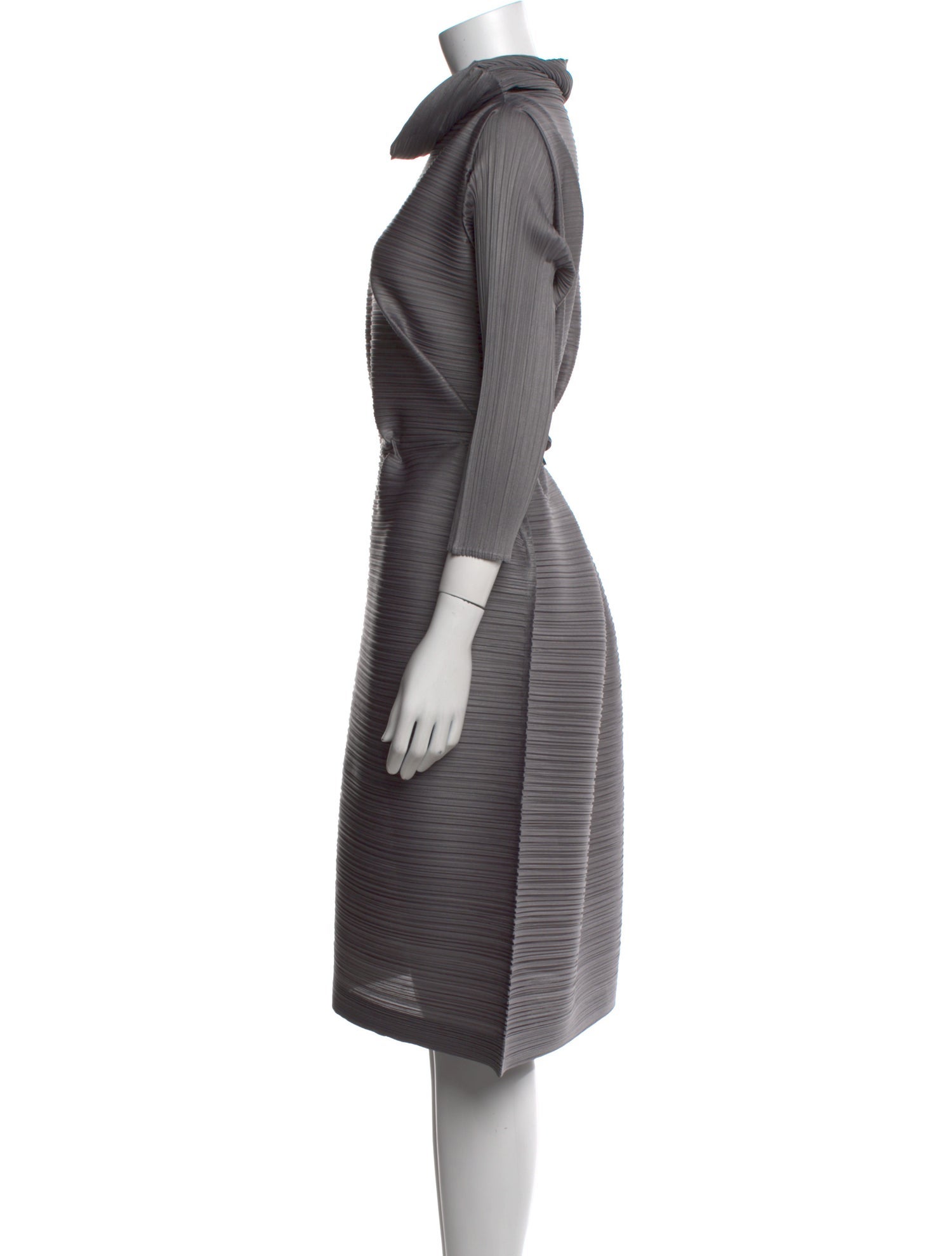 Pleats Please Issey Miyake Cowl Neck Midi Length Dress