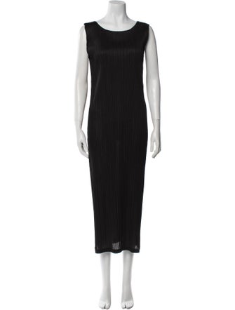 Pleats Please Issey Miyake Scoop Neck Long Dress
