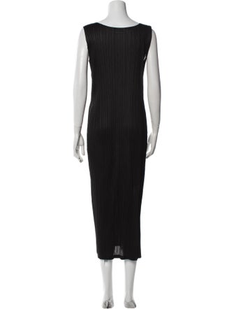 Pleats Please Issey Miyake Scoop Neck Long Dress