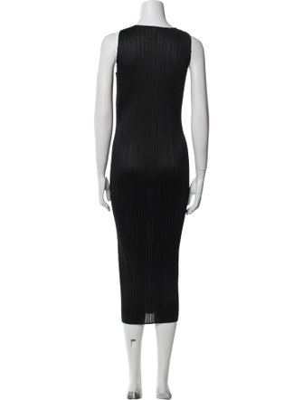 Pleats Please Issey Miyake Crew Neck Long Dress