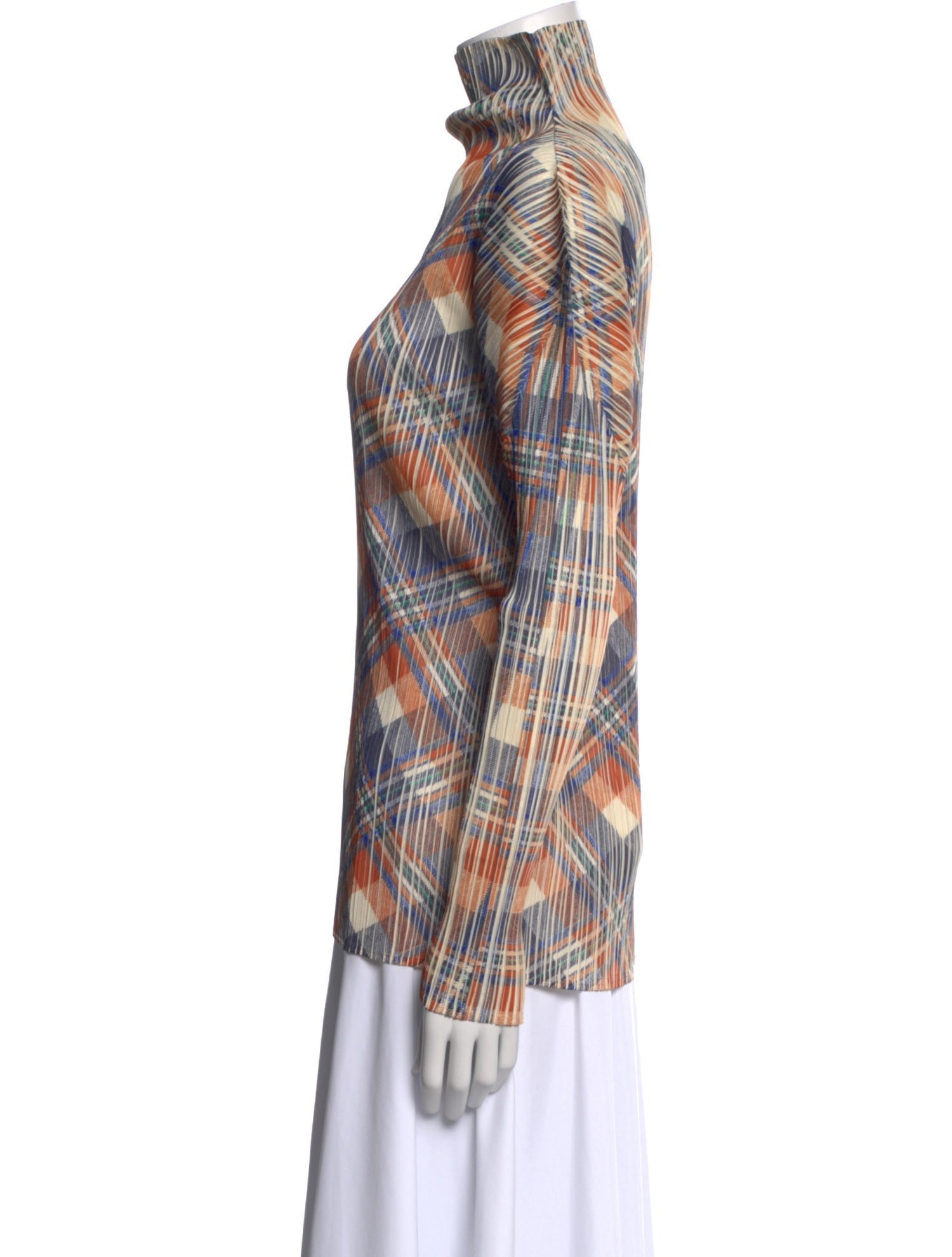 Pleats Please Issey Miyake Printed Mock Neck Blouse