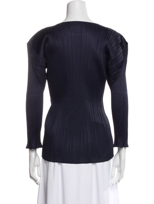 Pleats Please Issey Miyake Bateau Neckline Three-Quarter Sleeve Top