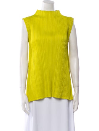 Pleats Please Issey Miyake Mock Neck Sleeveless Top