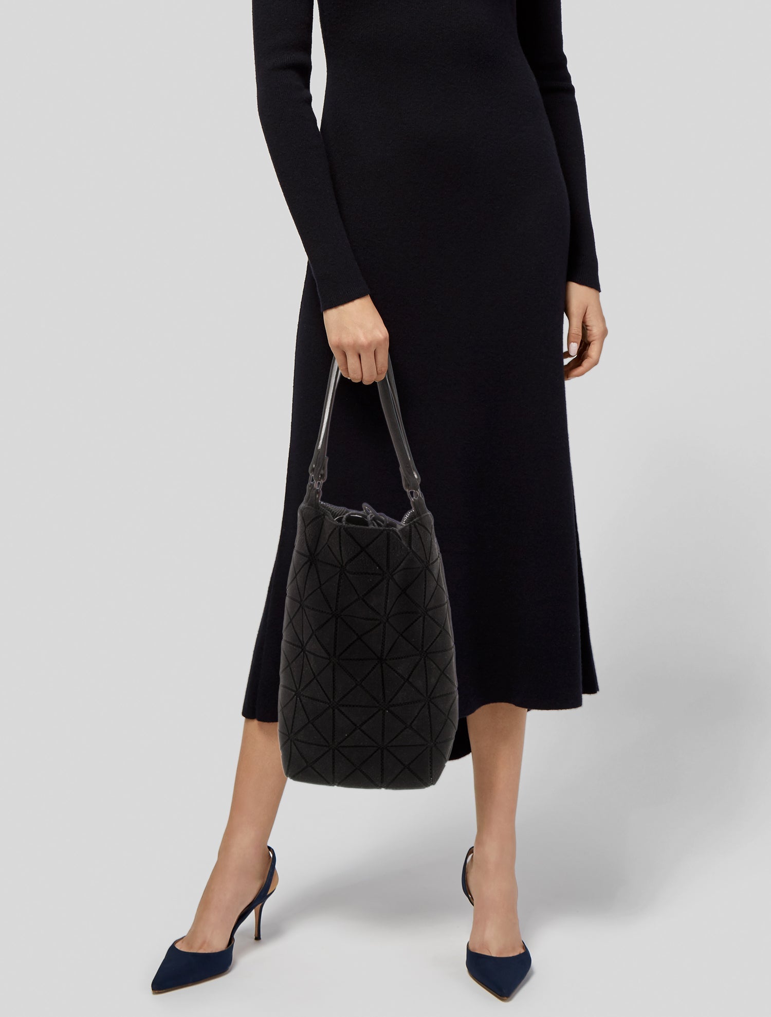 Pleats Please Issey Miyake Suede Bucket Bag